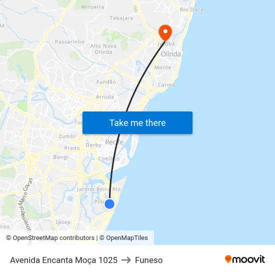 Avenida Encanta Moça 1025 to Funeso map