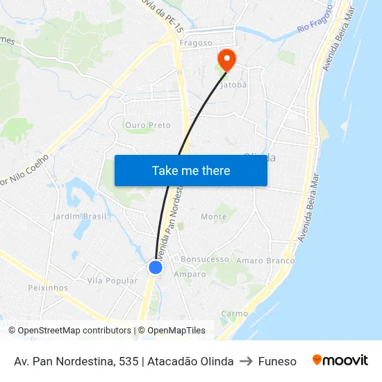 Av. Pan Nordestina, 535 | Atacadão Olinda to Funeso map