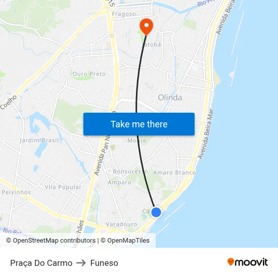 Praça Do Carmo to Funeso map