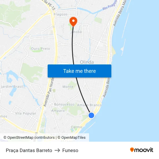 Praça Dantas Barreto to Funeso map