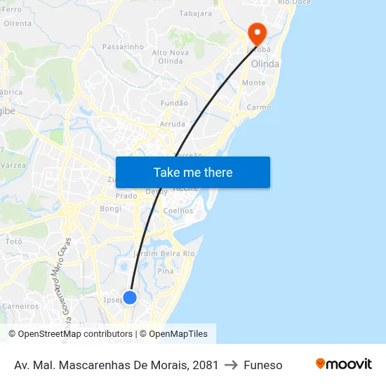 Av. Mal. Mascarenhas De Morais, 2081 to Funeso map