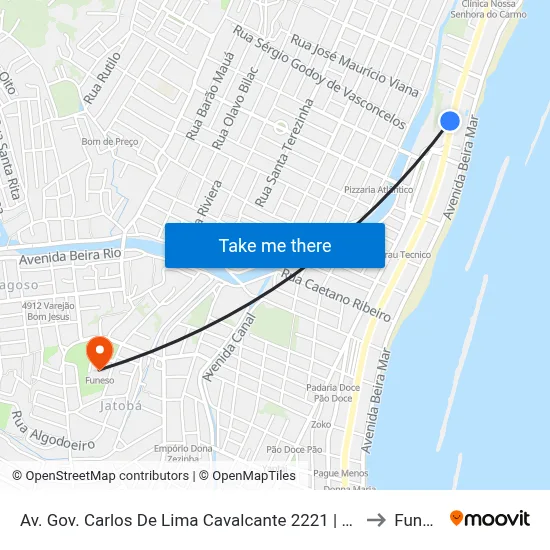 Av. Gov. Carlos De Lima Cavalcante 2221 | Atacadão to Funeso map