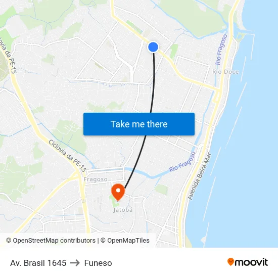 Av. Brasil 1645 to Funeso map