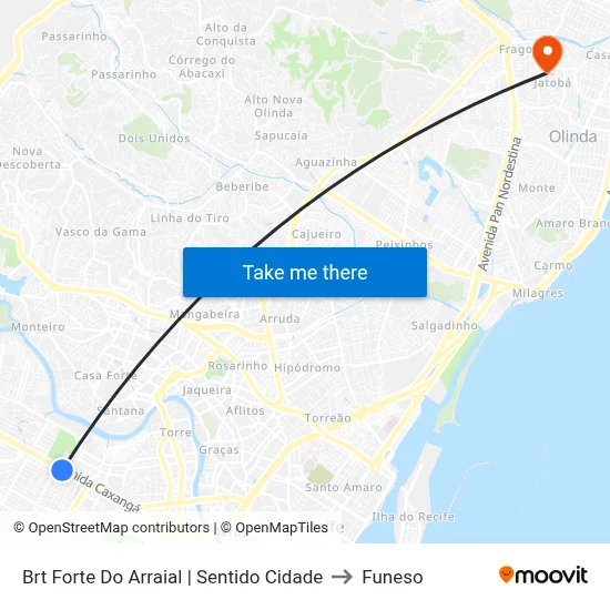Brt Forte Do Arraial | Sentido Cidade to Funeso map