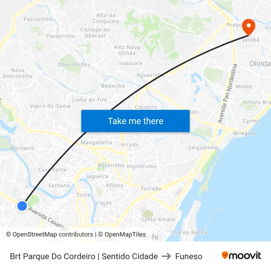 Brt Parque Do Cordeiro | Sentido Cidade to Funeso map