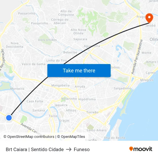 Brt Caiara | Sentido Cidade to Funeso map