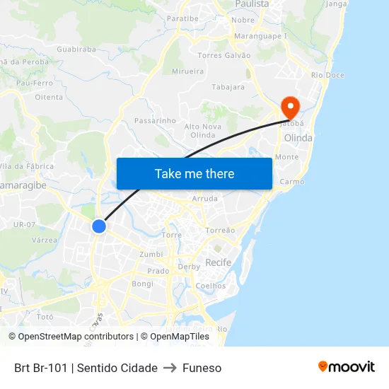 Brt Br-101 | Sentido Cidade to Funeso map