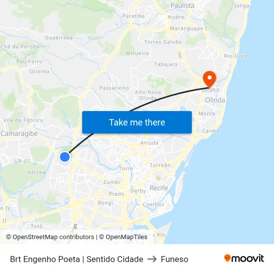 Brt Engenho Poeta | Sentido Cidade to Funeso map