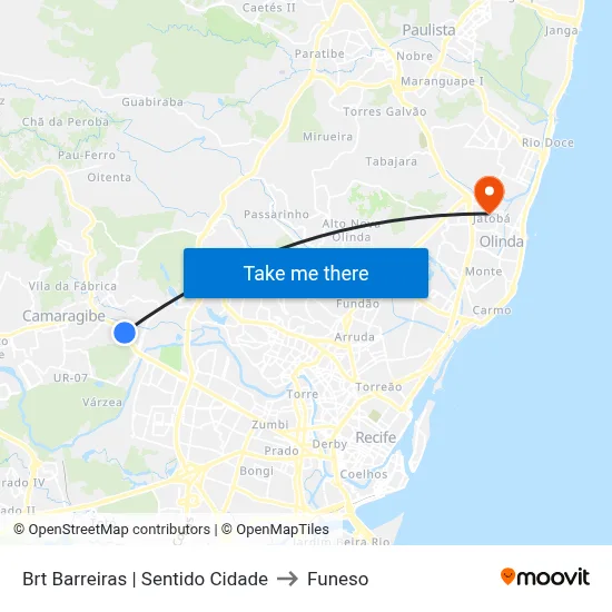 Brt Barreiras | Sentido Cidade to Funeso map