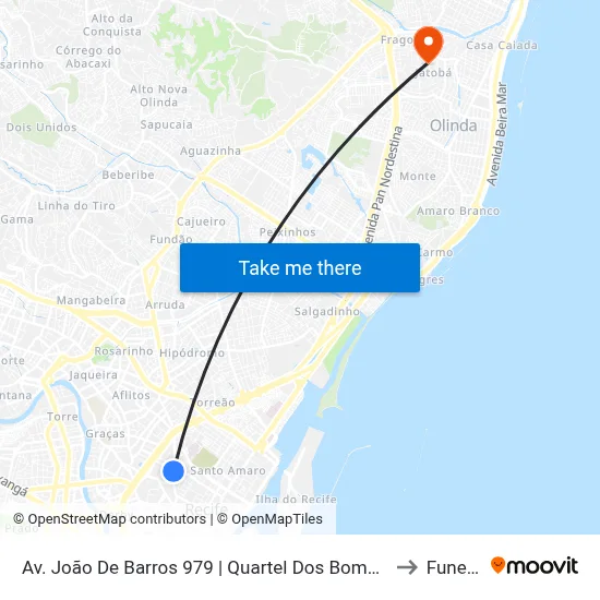 Av. João De Barros 979 | Quartel Dos Bombeiros to Funeso map