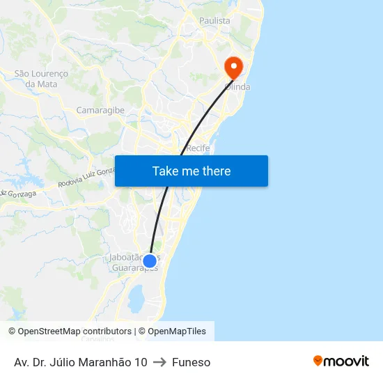 Av. Dr. Júlio Maranhão 10 to Funeso map