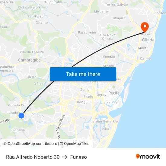 Rua Alfredo Noberto 30 to Funeso map