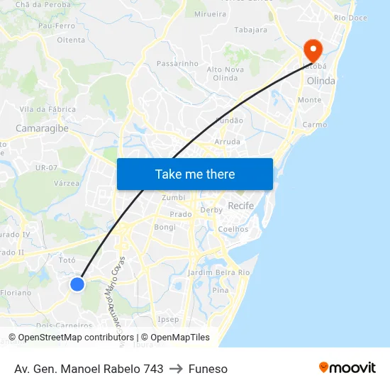 Av. Gen. Manoel Rabelo 743 to Funeso map
