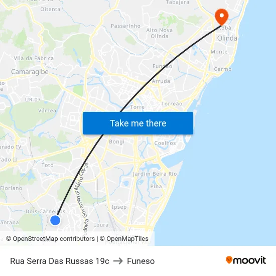 Rua Serra Das Russas 19c to Funeso map