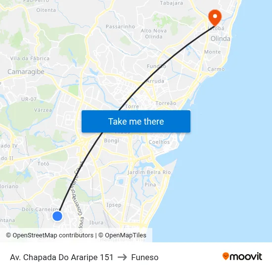 Av. Chapada Do Araripe 151 to Funeso map