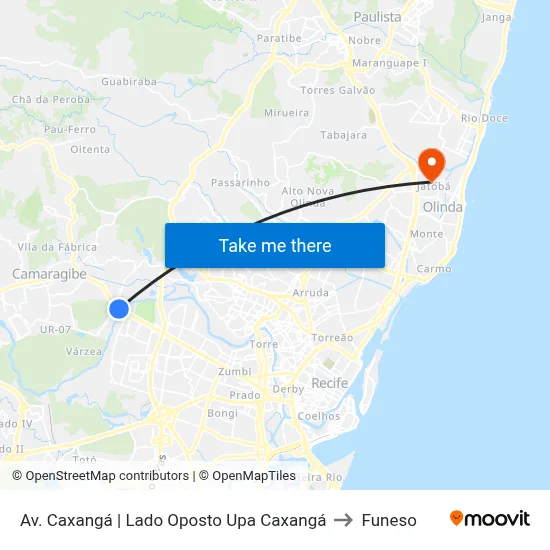 Av. Caxangá | Lado Oposto Upa Caxangá to Funeso map