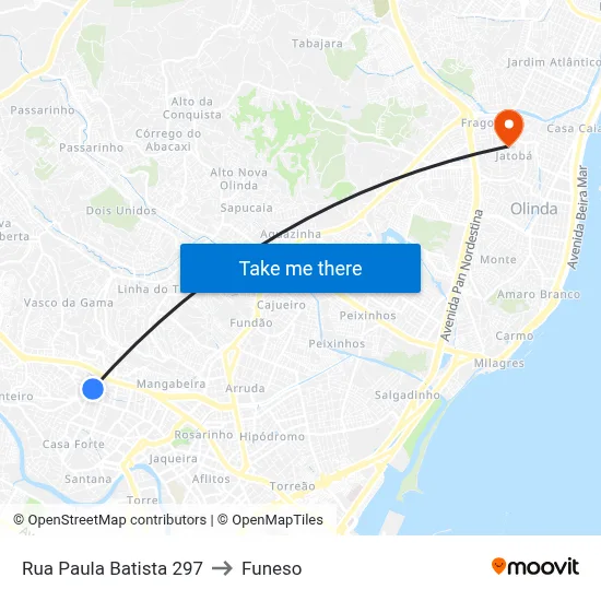 Rua Paula Batista 297 to Funeso map