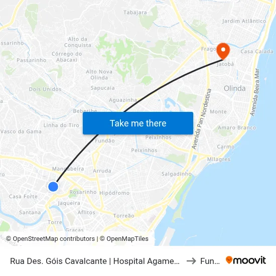 Rua Des. Góis Cavalcante | Hospital Agamenon Magalhães to Funeso map