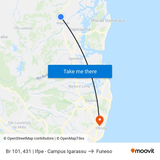 Br 101, 431 | Ifpe - Campus Igarassu to Funeso map