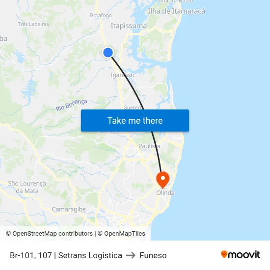 Br-101, 107 | Setrans Logistica to Funeso map