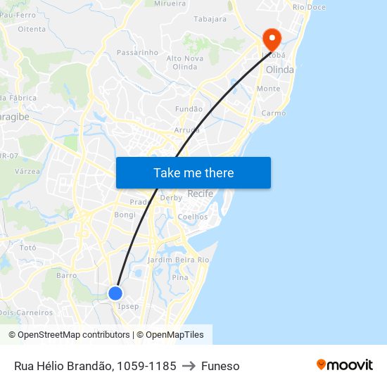 Rua Hélio Brandão, 1059-1185 to Funeso map
