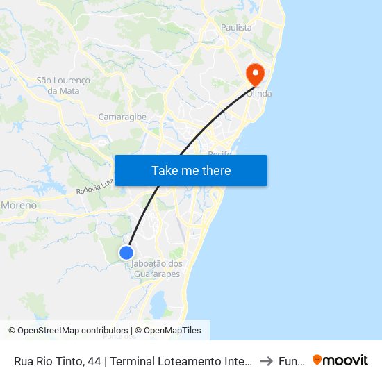 Rua Rio Tinto, 44 | Terminal Loteamento Integração Muribeca to Funeso map
