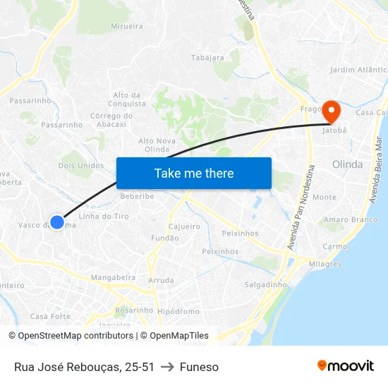 Rua José Rebouças, 25-51 to Funeso map