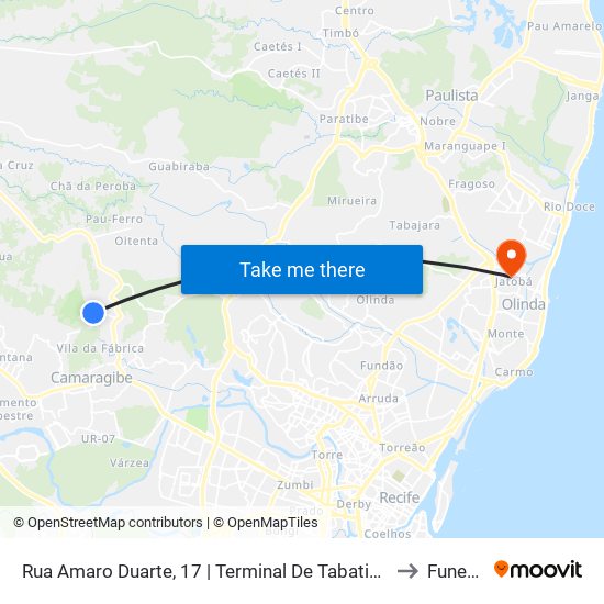 Rua Amaro Duarte, 17 | Terminal De Tabatinga to Funeso map