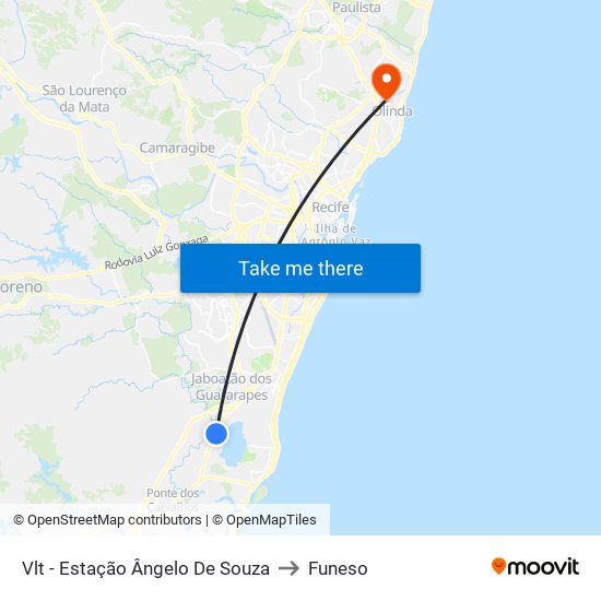 Vlt - Estação Ângelo De Souza to Funeso map