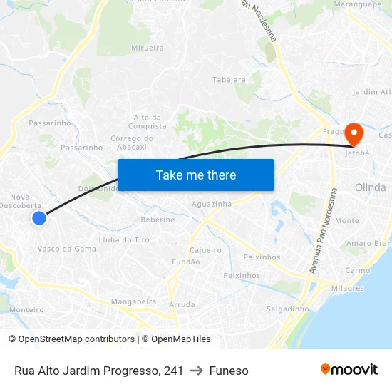 Rua Alto Jardim Progresso, 241 to Funeso map
