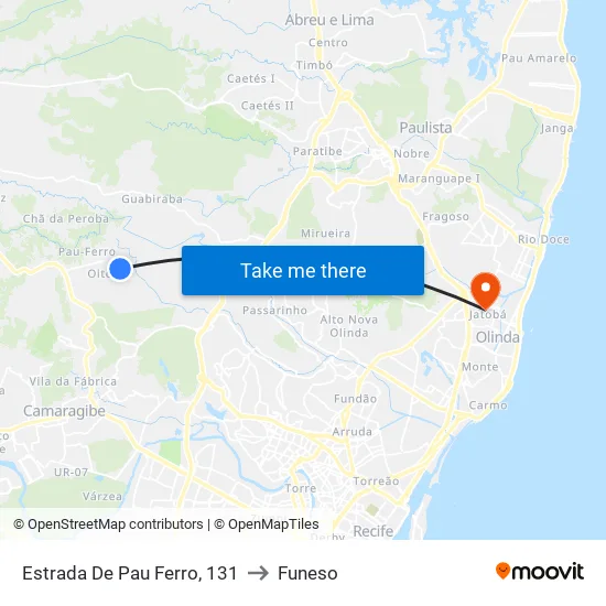 Estrada De Pau Ferro, 131 to Funeso map