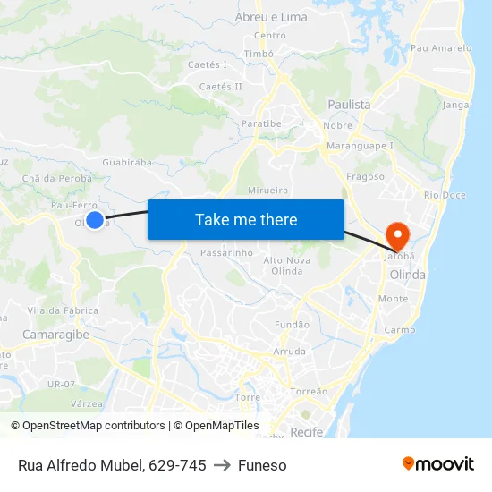 Rua Alfredo Mubel, 629-745 to Funeso map