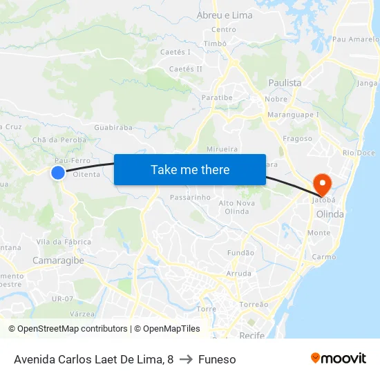 Avenida Carlos Laet De Lima, 8 to Funeso map