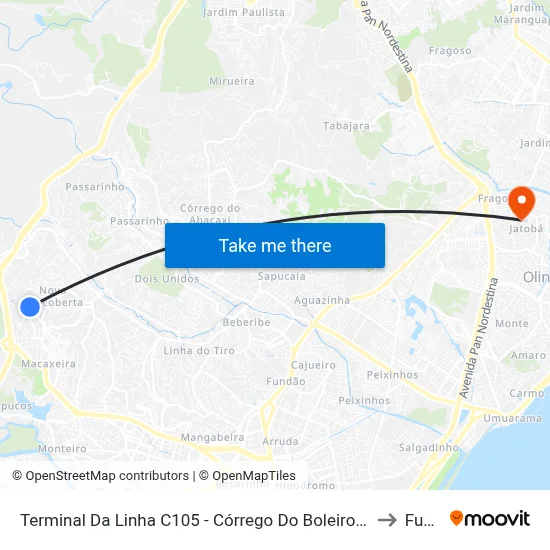 Terminal Da Linha C105 - Córrego Do Boleiro/Casa Amarela/Jaqueira to Funeso map