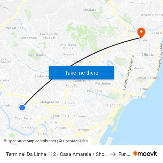 Terminal Da Linha 112 - Casa Amarela / Shopping Tacaruna to Funeso map