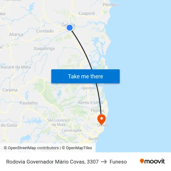 Rodovia Governador Mário Covas, 3307 to Funeso map