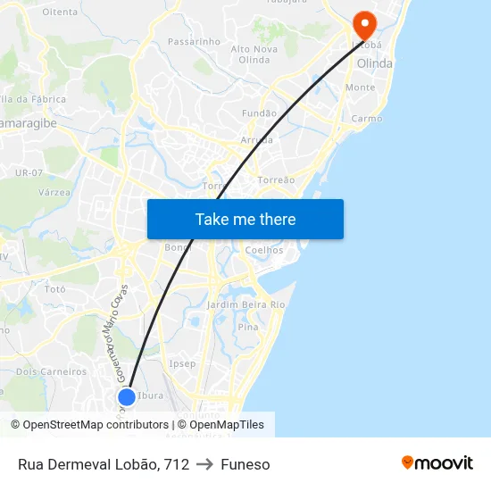 Rua Dermeval Lobão, 712 to Funeso map
