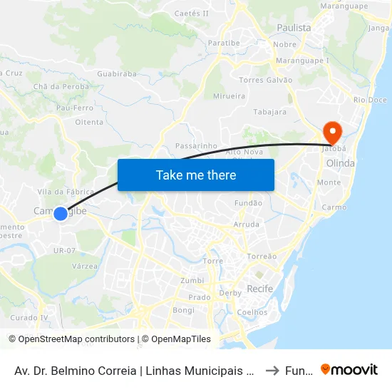 Av. Dr. Belmino Correia | Linhas Municipais E Intermunicipais to Funeso map