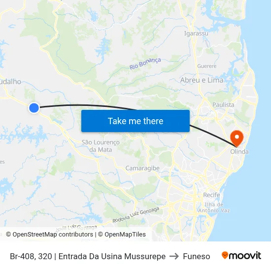 Br-408, 320 | Entrada Da Usina Mussurepe to Funeso map