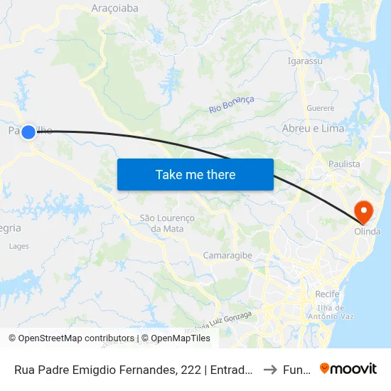 Rua Padre Emigdio Fernandes, 222 | Entrada De Paudalho to Funeso map