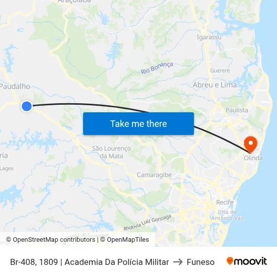 Br-408, 1809 | Academia Da Polícia Militar to Funeso map