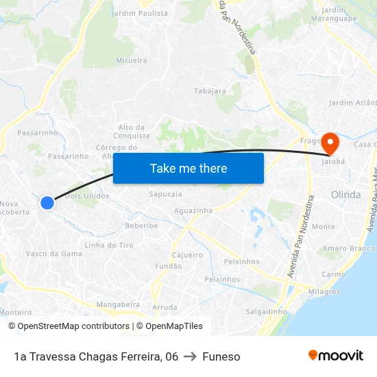 1a Travessa Chagas Ferreira, 06 to Funeso map