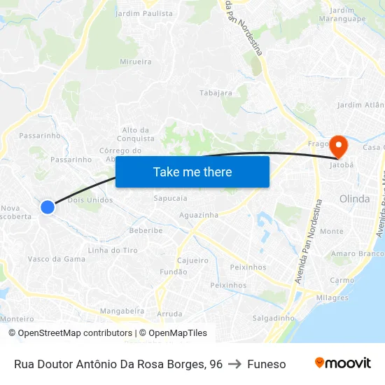 Rua Doutor Antônio Da Rosa Borges, 96 to Funeso map