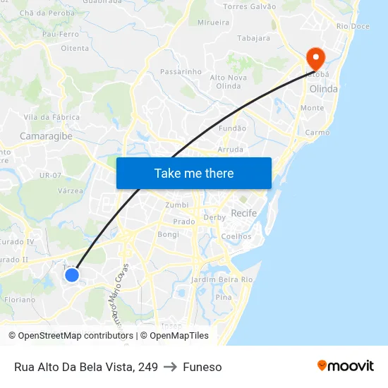 Rua Alto Da Bela Vista, 249 to Funeso map