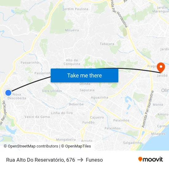 Rua Alto Do Reservatório, 676 to Funeso map