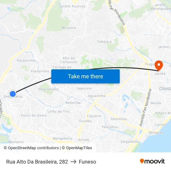 Rua Alto Da Brasileira, 282 to Funeso map