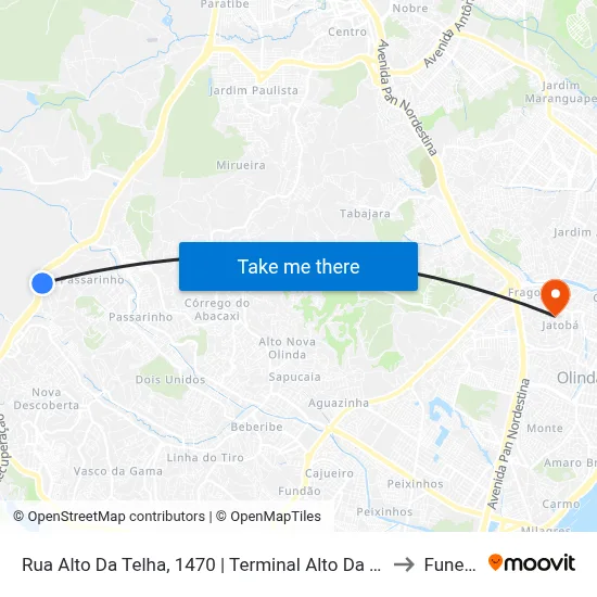Rua Alto Da Telha, 1470 | Terminal Alto Da Telha to Funeso map