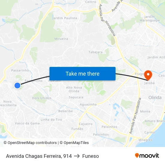 Avenida Chagas Ferreira, 914 to Funeso map
