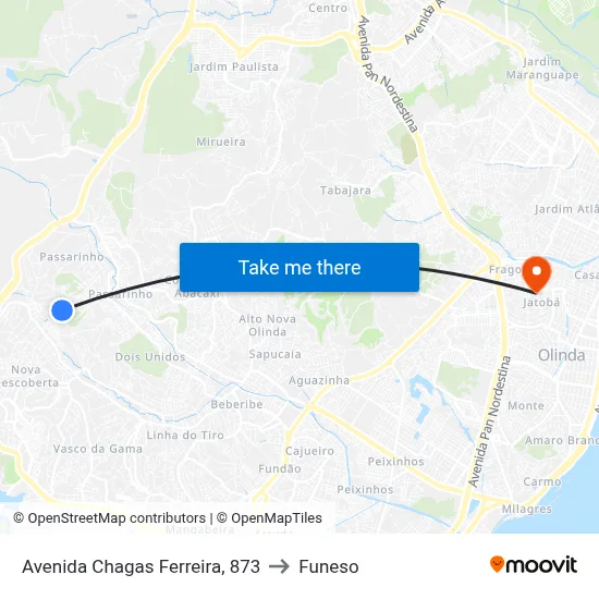 Avenida Chagas Ferreira, 873 to Funeso map