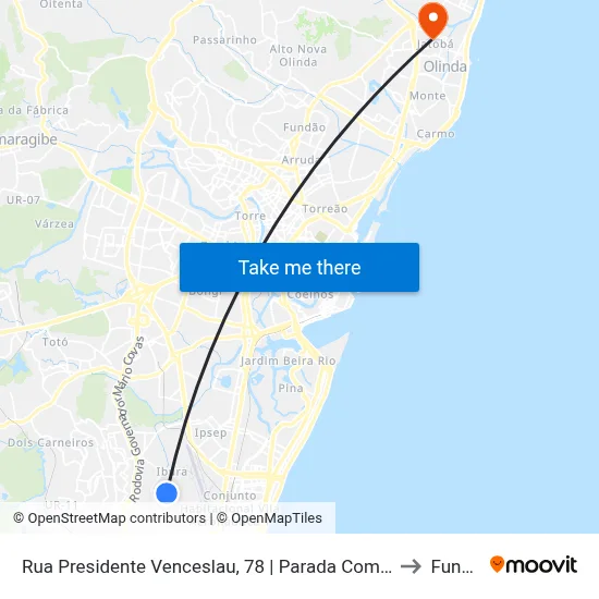 Rua Presidente Venceslau, 78 | Parada Complementar to Funeso map